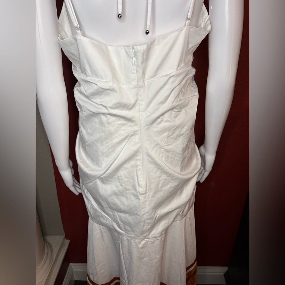 NWT VERONICA BEARD- Fitz White Golden Sand Halter Dress. Size 12 - Picture 7 of 13